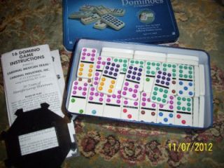   of Cardinal Double 9 Color Mexican Train Dominoes Train Station