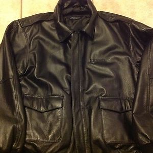 Carroll Shelby Black Leather Jacket Large