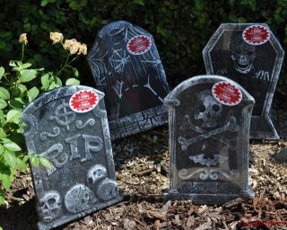 Lot 4 Halloween Tombstones Yard Tabletop Decoration Prop Graveyard 
