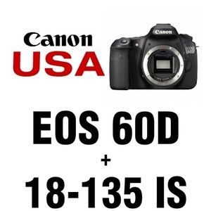 USA Model Canon EOS 60D Digital SLR DSLR Camera BODY 18 135mm IS Lens 