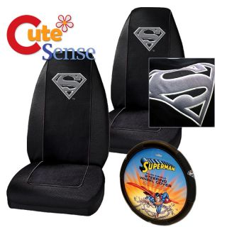 Super Man 7pc Car Seat Cover Accessories Interior Set