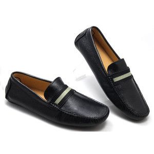   Genuine black leather slip on penny loafer men car shoe business shoes