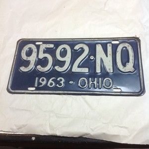 1963 Ohio License Plate Old Car Tag Vintage Antique Auto