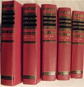 Abraham Lincoln by Carl Sandburg vint Scribners 5 Vol Set Sangamon Ed 