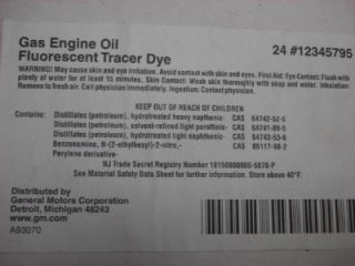 1oz GM Gas Engine Oil Fluorescent Tracer Dye 12345795