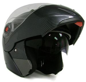 Carbon Fiber Modular Flip Up Dual Visor Sun Shield Motorcycle Helmet 