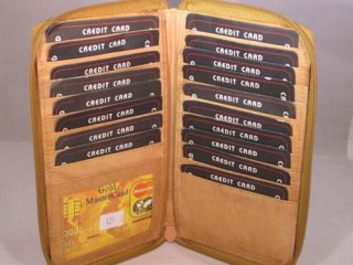 Credit Card Holder Tall Wallet Zipper New Tan Leather RARE Great Gift 