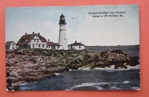   Headlight Lighthouse Cape Elizabeth Vintage Postcard 1912 PC