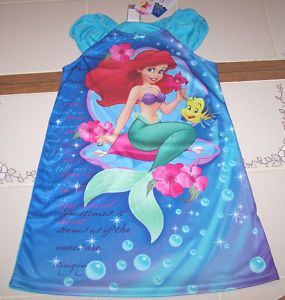 New Disney Ariel Nightgown Pajamas Teal Cute Girl 8