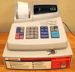 Sharp XE A101 Electronic Cash Register Drawer System w Keys Manual 
