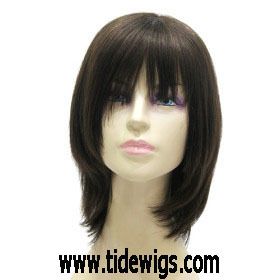 Capless Medium Long Black Silky Straight 100 Human Hair Wig