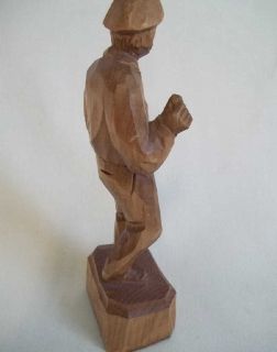Caron detailed wood hand carving of a fisherman. Missing fishing pole.