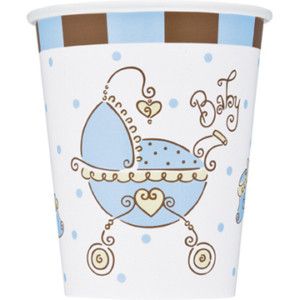   Shower Blue and Brown Blue Baby Shower Baby Boy Carriage Cups