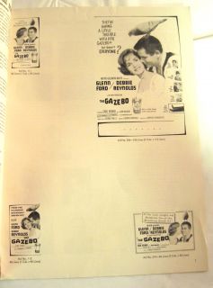 1959 Movie Press Book The Gazebo Glenn Ford Reynolds