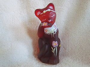 Fenton Grooming Cat RARE, Ruby Red, Limited Edition, 179/250 