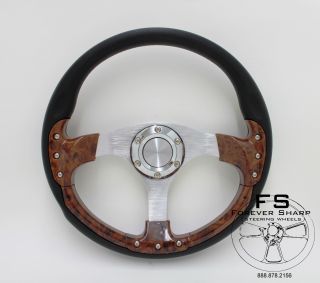   Steering Wheel w Billet Installation Adapter Car Golf Boat