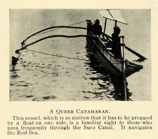 1912 Print Narrow Catamaran Row Boat Suez Canal Red Sea