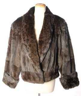 Carole Little Vtg 80s Rabbit Fur Crop Jacket Coat M L
