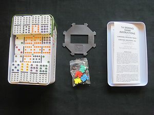 Cardinal Double Twelve Color Dot Dominoes w Mexican Train New in Box 