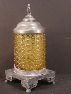 Antique Victorian Pickle Castor Holder Silver Bottle Jar Colored Glass 