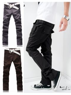 New Men Fashion Korean Style Slim Fit Pocket Design Casual Pants
