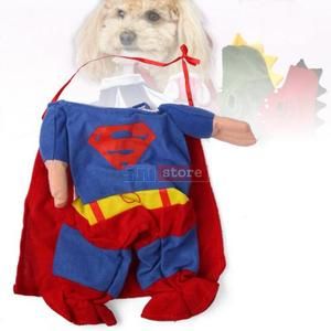 Cute Dog Pets Cat Clothing Fancy Dress Clothes Superman Superdog XS s 
