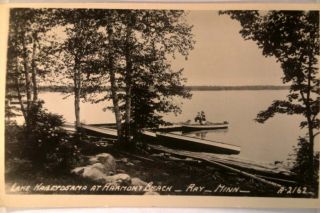 1958 RPPC Small Motor Boat at Harmony Beach Ray Minnesota MN Postcard 