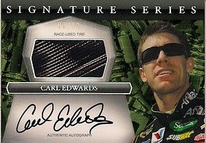 Carl Edwards 8 12 Signature Series Tire on Card Auto 2011 Press Pass 