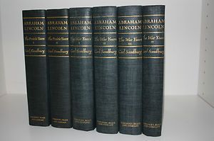   ABRAHAM LINCOLN PRAIRIE WAR YEARS CARL SANDBURG RARE SIGNED 6 VOLUMES