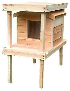 Insulated Cedar Cat House with Raised Platform Loft