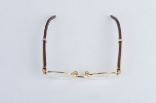 Cartier Eye Glasses Wooden Gold Frame Vintage Paris