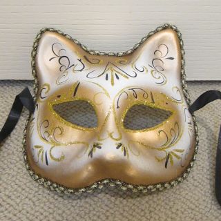 Cat Gold Circus Mardi Gras Venetian Halloween Costume Party Masquerade 