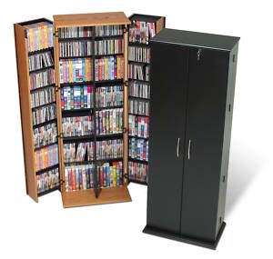 New Prepac Black Grande Locking CD DVD Storage Cabinet