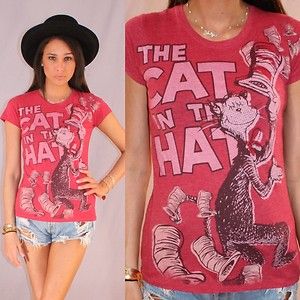 Dr Seuss Cat in The Hat Red T Shirt Short Sleeve Top M