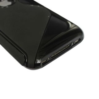 TPU Fitted Case Cover Skin for iPhone 3G 3GS in Black s Line Shape 