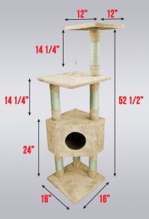 Cat Tree 4 Level Condo Furniture Scratching Post Pet House & Toy Beige 