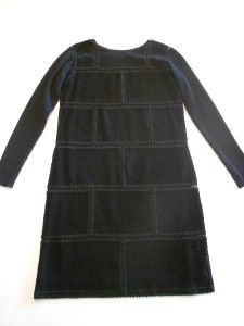 CAROLE LITTLE Black Crocheted Suede Feel Sweater Sleeve Fully Lined 