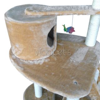59 Beige Spacious Cat Tree Play House 2 Condo Furniture Scratch Post 