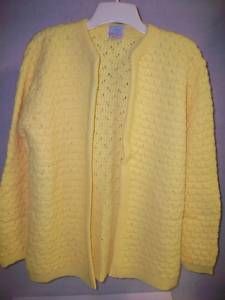Vintage Ladies Carol Brent Knit Sweater Yellow Acrylic
