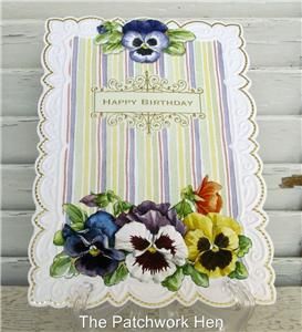 Carol Wilson Happy Birthday Card Pansies and Stripes CG1656
