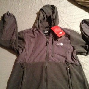 Womens North Face Fleece with Hood Gray Gray x Large