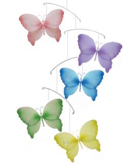   hanging CRYSTAL decor 7 BUTTERFLY MOBILE baby ceiling decoration