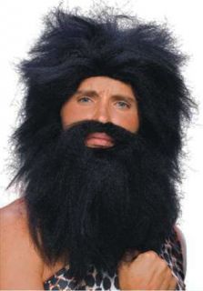 new black caveman wig and beard set wild man pirate costume prop