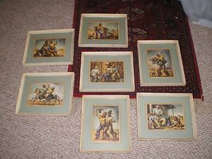 WILLIAM DEAN FAUSETT art collection of 7 RARE framed railway menues WW 