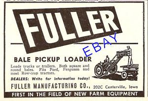 1953 Fuller Hay Bale Pickup Loader Ad Centerville Iowa