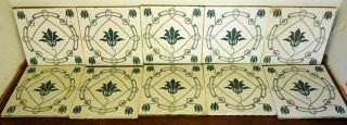   Victorian Choisy Le Roi Boulenger Art Nouveau Fireplace Tiles Set