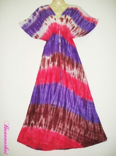   Gypsy Boho Long Sundress Casual Kimono Tie Dye Batik New s M L