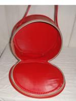 Vintage Beany and Cecil Round Red Vinyl Carrying Case Great Graphics 