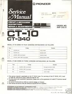Original Service Manual Pioneer Ct 10 Ct 340 Cass Deck
