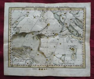 Sternbilder Pegasus Delphin Sternkarte Kupferstich John Flamsteed 